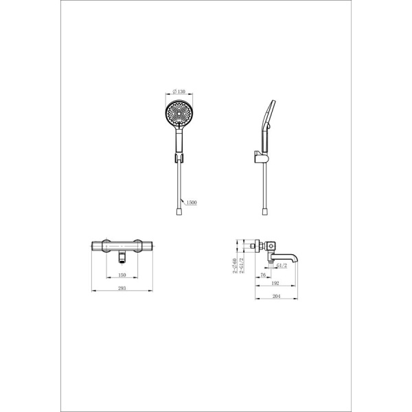 Смеситель для ванны с душем и термостатом WONZON & WOGHAND, Хром (WW-B2016-A1-CR)