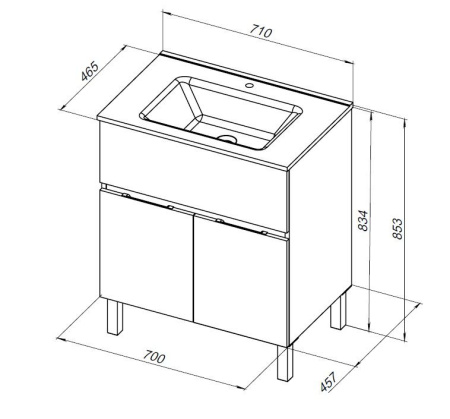 Тумба под раковину Aquanet Алвита new 70 1 ящик, 2 дверцы, антрацит