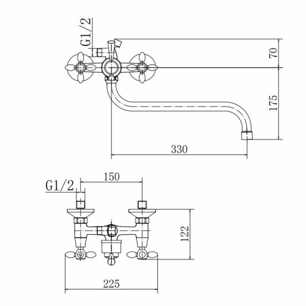 Смеситель для ванны FASHUN A2227, хром