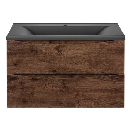 Тумба Vincea Mia 800 подвесная, 2 выкатных ящика soft close, R.Wood с умывальником VCB-3M800G из кварцевого камня, цвет серый