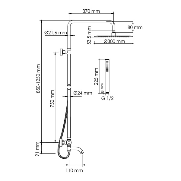 A188.116.137.010.CH Thermo Душевой комплект WasserKRAFT с термостатическим смесителем