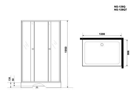 Душевой уголок Niagara Eco NG-129-14QT (1200х900х1950) низкий поддон