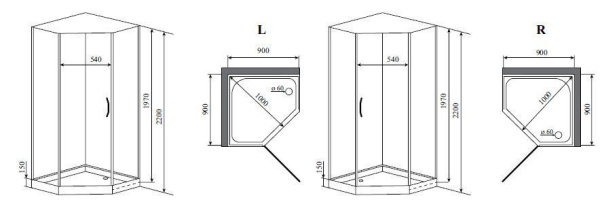 Душевая кабина Timo Premium ELTA H-312 L 90x90x220