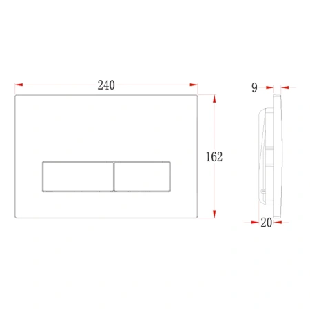 Кнопка смыва Veconi FLUSH V1, FLV1-B, 240х162х9, пластик, черный матовый