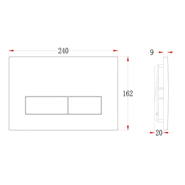 Кнопка смыва Veconi FLUSH V1, FLV1-GM, 240х162х9, пластик, оружейная сталь матовая