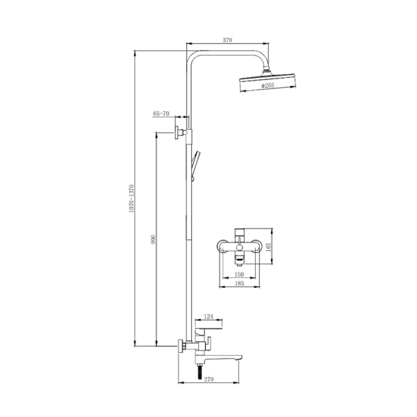 Душевая система Splenka S222.24.03, сатин золотой