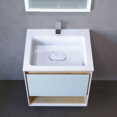 Тумба под раковину Jorno Glass 65 Gla.01.62/P/W белый глянец