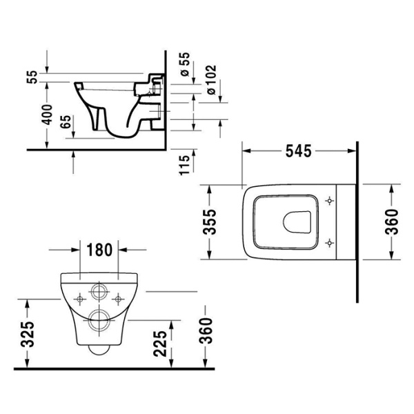 Duravit PuraVida Унитаз подвесной 54x35см, с креплением, цвет: белый глянец 2219090000