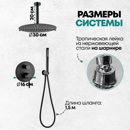 Душевая система скрытого монтажа Grocenberg GB5099BL-4 Черный матовый
