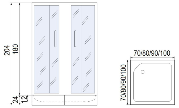 Душевое ограждение Мономах КДУ 80/180 МЗ, 800х800х1800, квадрат