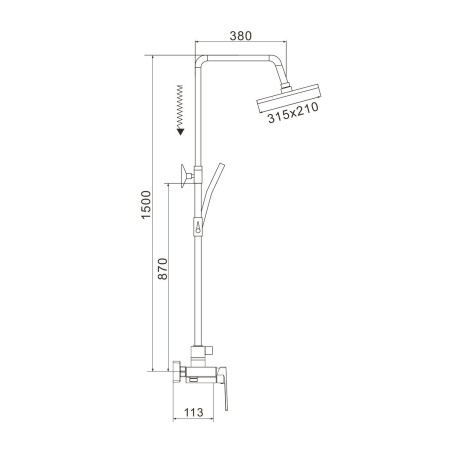 Душевая система Rose R1836H-6, черный