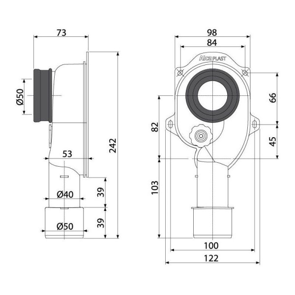 Cифон для писсуара Alcaplast вертикальный, A45C