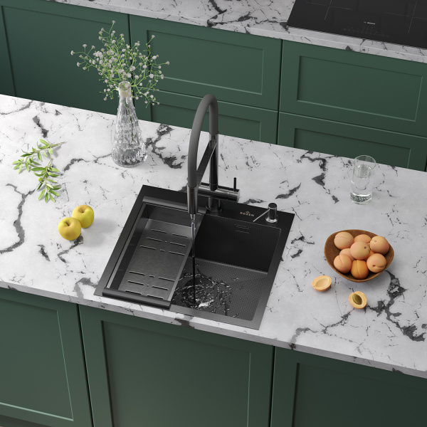 Кухонная мойка Roxen Snake 50 PVD графит (текстурное покрытие)