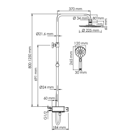 A113.067.127.CH Thermo Душевой комплект WasserKRAFT с термостатическим смесителем