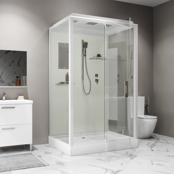 Душевая кабина Niagara Standart ST100/80/15Q (100х80х215) прямоугольник,поддон 15см,распашная,проф.белый