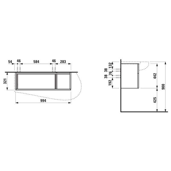 Laufen Alessi One Тумба подвесная с раковиной 120x50см, с 1 ящиком, цвет: белый матовый 4.3043.1.097.260.1