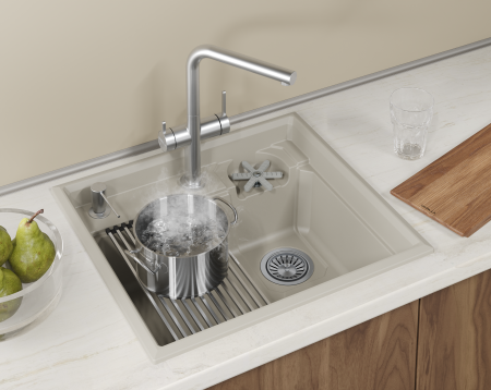 Мойка для кухни Granula Kitchen Space Rinzer 5807R креман, 58х52 см, прямоугольная