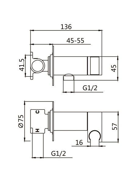 Встраиваемый однорычажный смеситель с гигиенической лейкой SHEVANIK S147H черный, латунь