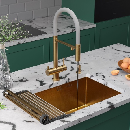Кухонная мойка RoxenBath Uno 54 зернистое золото под столешницу (текстурное покрытие)