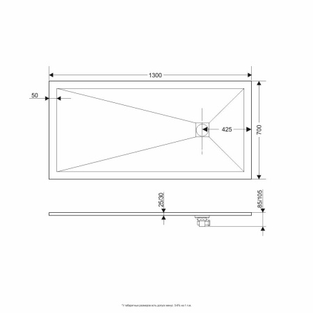 Душевой поддон прямоугольный RGW ST-G, 700x1300