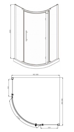 Душевой уголок BRAVAT BLACKLINE BS090.1110A
