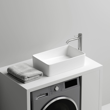 Раковина накладная Ceramicanova Элемент (Element) со смещенным сливом, 485x304x135 белый CN5050