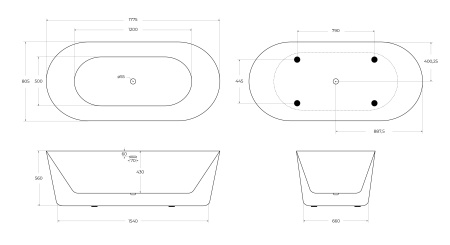 Акриловая ванна BELBAGNO BB306-1775