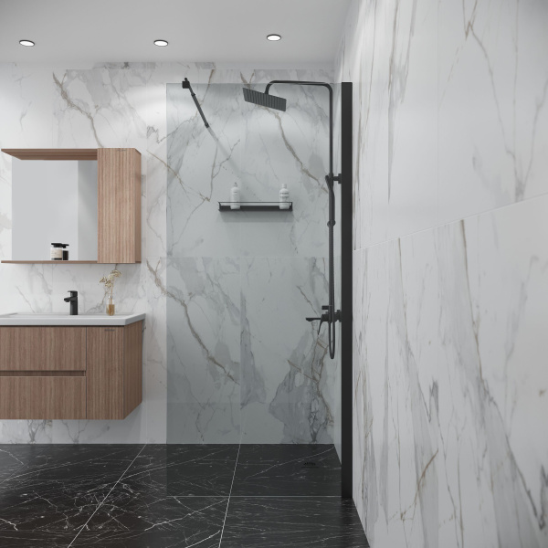 Душевая перегородка Niagara Eco NG-551-90BLACK (90х190) черный,стекло прозрачное,1 место