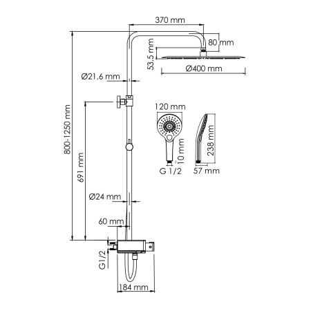 A113.117.101.CH Thermo Душевой комплект WasserKRAFT с термостатическим смесителем