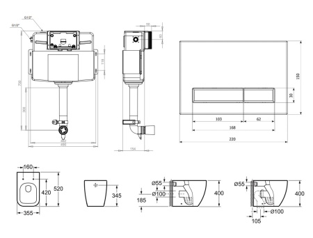 Комплект инсталляции и унитаза 5 в 1 Lavinia Boho Relfix One 87060217