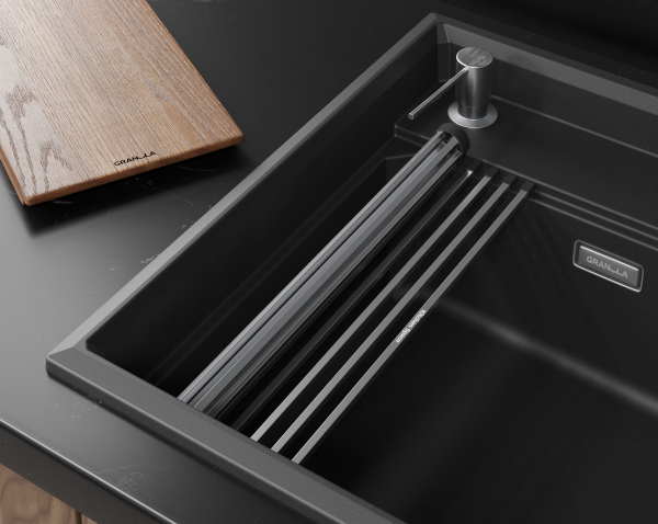 Мойка для кухни Granula Kitchen Space Rinzer 5807R черный, 58х52 см, прямоугольная