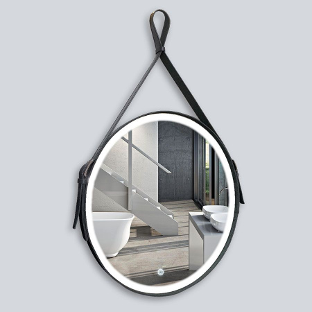 Зеркало Vincea VLM-2N600+ D610 с подсветкой на кожаном ремне, датчик на движение, цвет черный