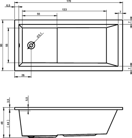 Акриловая ванна с ножками Riho Lusso Plus 170x80 BA1200500000000