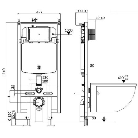 Унитаз с инсталляцией WeltWasser AMBERG 497 + BAARBACH 004 GL-WT + AMBERG RD-MT CR