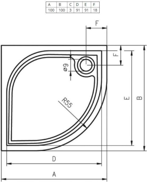 Душевой поддон Riho Kolping DB18 DB1800500000000 100x100