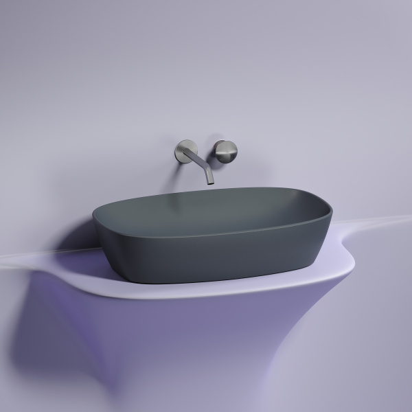 Умывальник Ceramicanova чаша накладная овальная (цвет Темно-Коричневый Матовый) 600x380x138мм