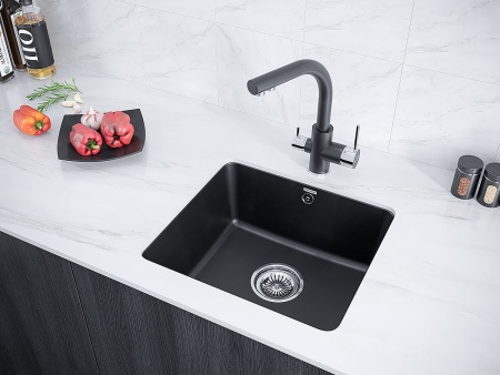 Мойка UNTER 50, IT-GRANIT, PM204543-BL, черный гранит, 455х435, подст. мон. Paulmark