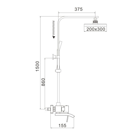 Душевая система Rose R1556H, черный
