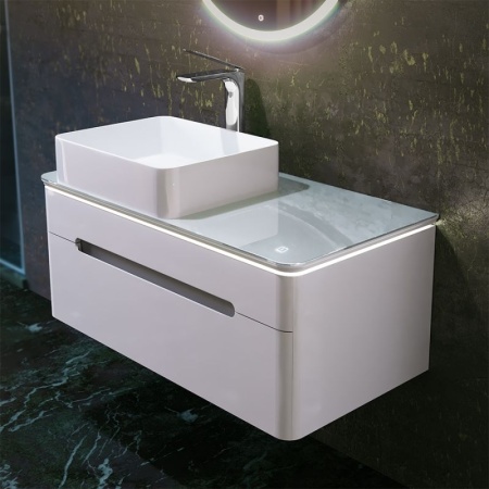 Тумба под раковину Jorno Shine 90 Shi.01.90/P/W белый глянец
