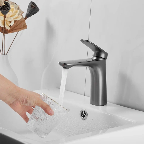 Смеситель для раковины Shevanik S8501T, оружейная сталь