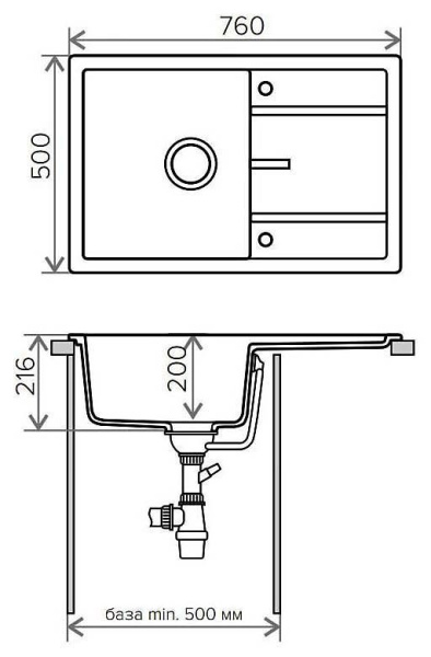 Кухонная мойка TOLERO Classic R-112 №001 Серый металлик