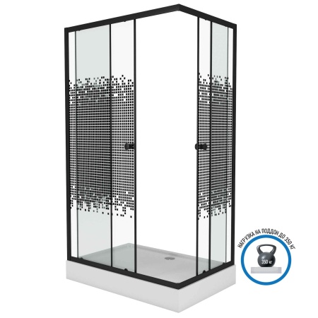 Душевой уголок Niagara Eco NG-012-14Q BLACK(120х80х195) низкий поддон(13см),черный,стекло мозаика,