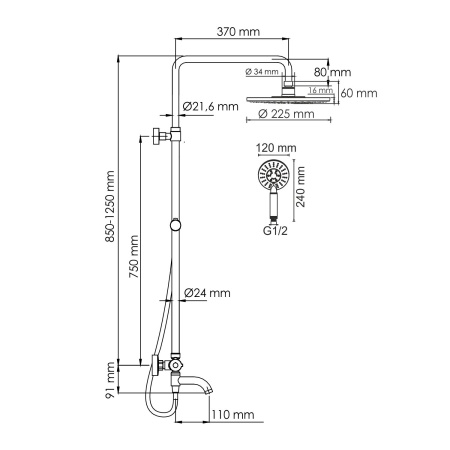 A188.067.058.WM Thermo Душевой комплект WasserKRAFT с термостатическим смесителем