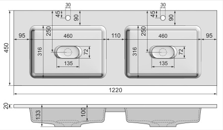 Раковина Jorno Modul 120 Mol.08/120/W