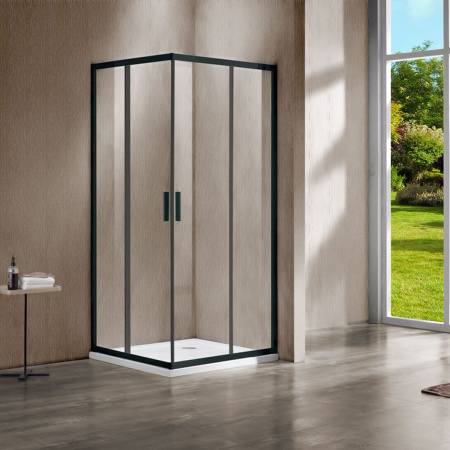 Душевой уголок Vincea Garda VSS-1G9010CLB, 1000*900, черный, стекло прозрачное