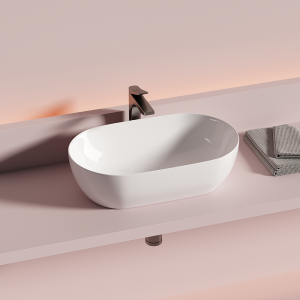 Раковина Ceramicanova Твист (Twist) накладная овальной формы 500x300x140 белый CN12001
