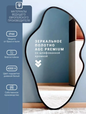 Зеркало EMZE Led Асимметричное с подсветкой и УФ-окантовкой 45x77 (черный)