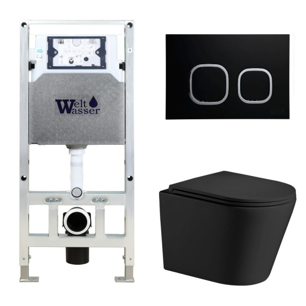 Унитаз с инсталляцией WeltWasser AMBERG 506 ST + SALZBACH 004 MT-BL + AMBERG RD-CR