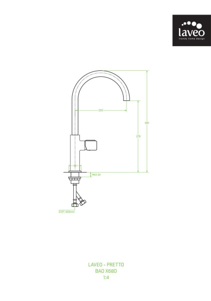 Смеситель для кухонной мойки Laveo Pretto BAO_068D хром