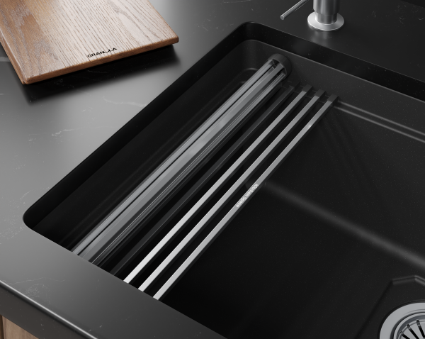 Мойка для кухни Granula Kitchen Space Rinzer 5505RU черный, 55х45 см, прямоугольная